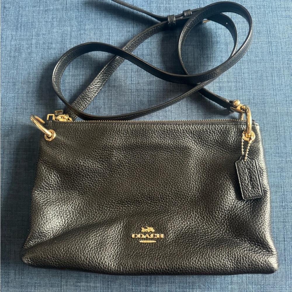 Coach Pebbled Black Leather Crossbody Bag